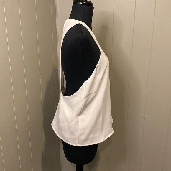 Tobi Small White Halter Top Tank Neck Button Sheer Lining 100% Polyester - Picture 2 of 7